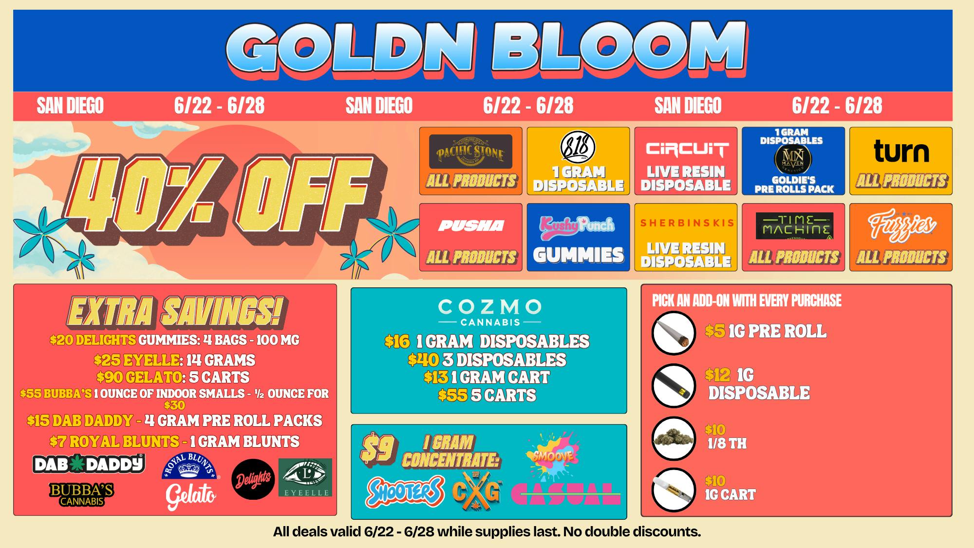 Goldn Bloom 40% OFF SPECIALS (6/22-6/28)