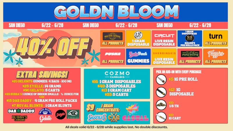 Goldn Bloom 40% OFF SPECIALS (6/22-6/28)