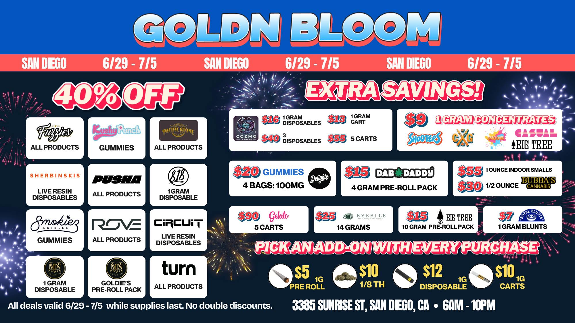 Goldn Bloom 40% OFF SPECIALS (6/29-7/5)