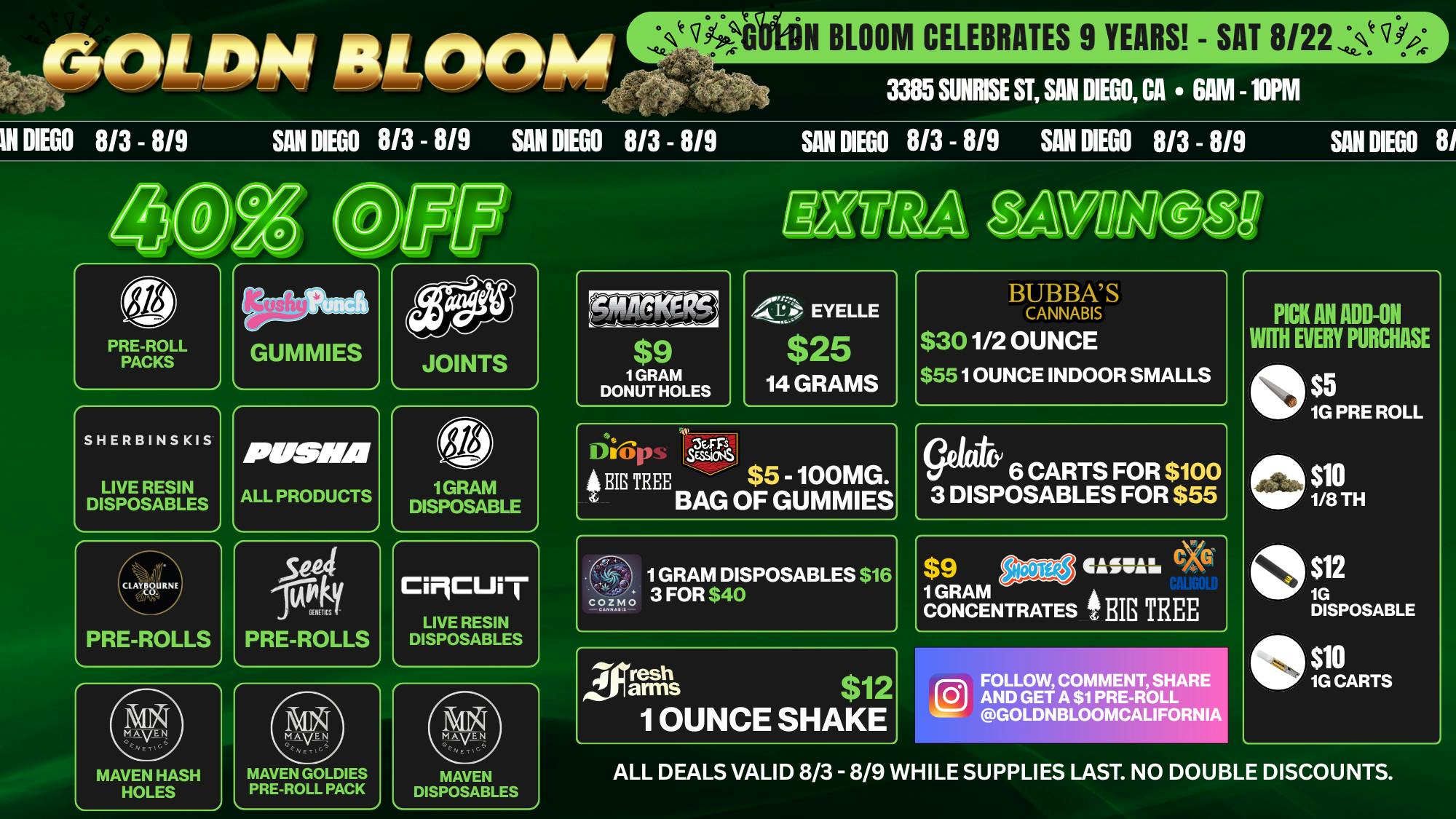Goldn Bloom 40% OFF SPECIALS (8/3-8/9)