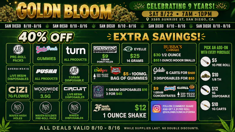 Goldn Bloom 40% OFF SPECIALS (8/10-8/16)