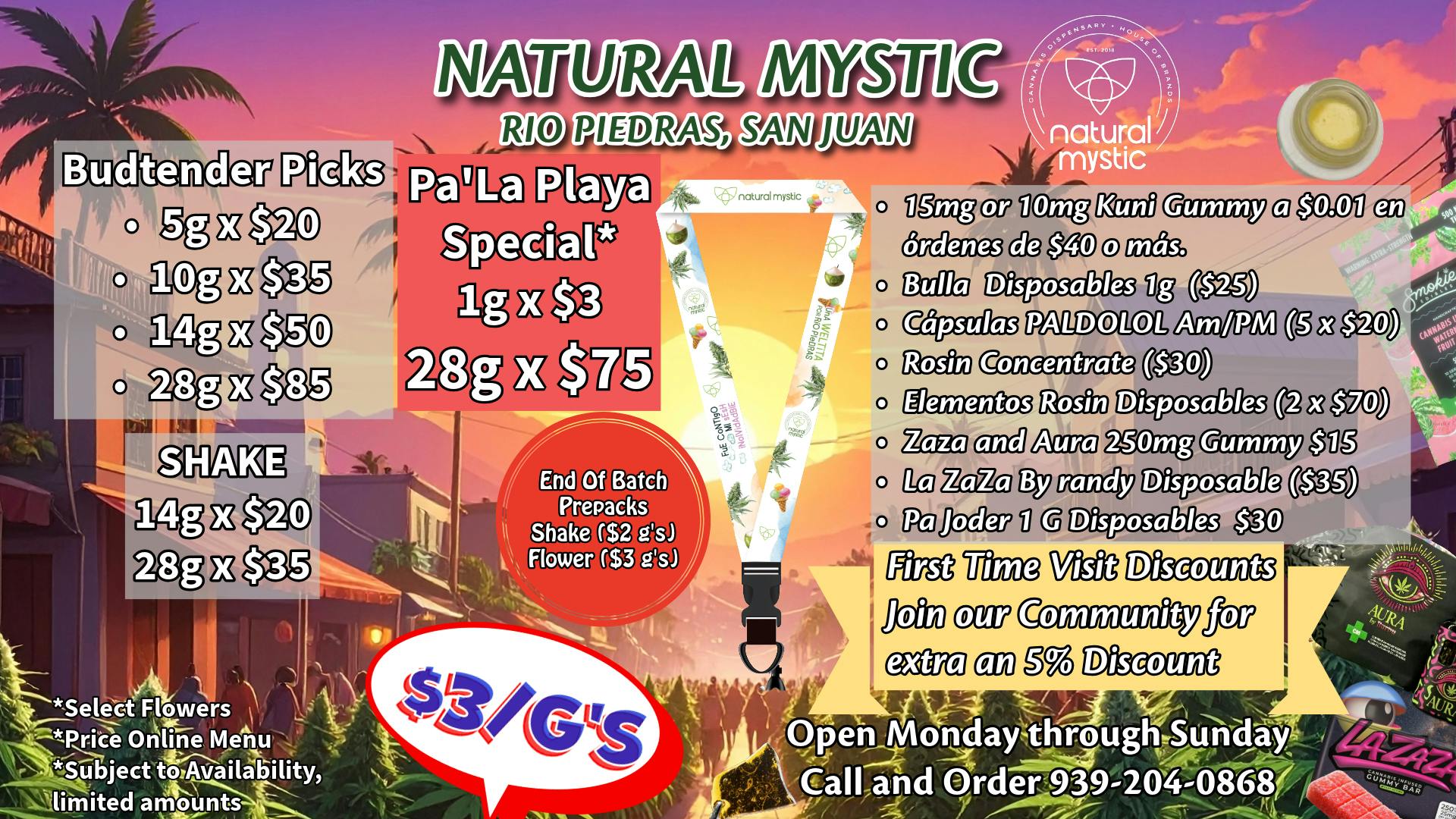 Natural Mystic 🪖🎉Pa'La Playa Mystic Day $3'g Deals🎉🪖