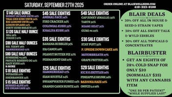Blair Wellness Center $15 SALE! $140 HT OZ! $1 PRs! BOGO 50% 7g! 30% OFF