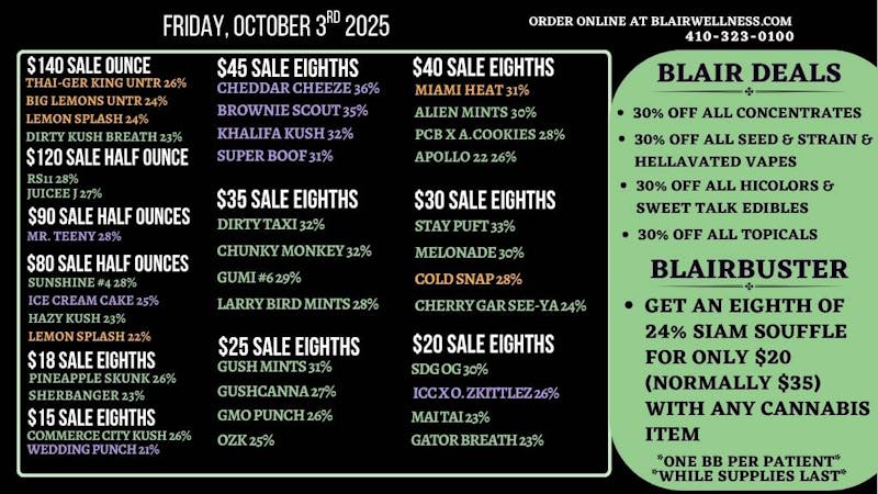 Blair Wellness Center $15 SALE! $1 PRs! $140 OZs! $70 14gs! 30% OFF!