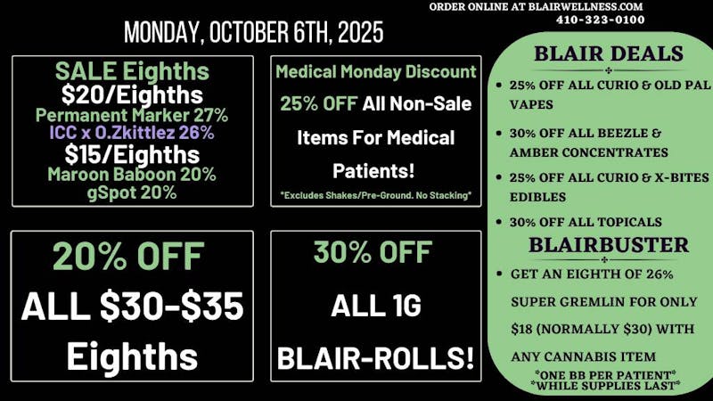 Blair Wellness Center $15 SALE! 20% OFF $30-$35! 25-30% OFF! MED MONDAY!