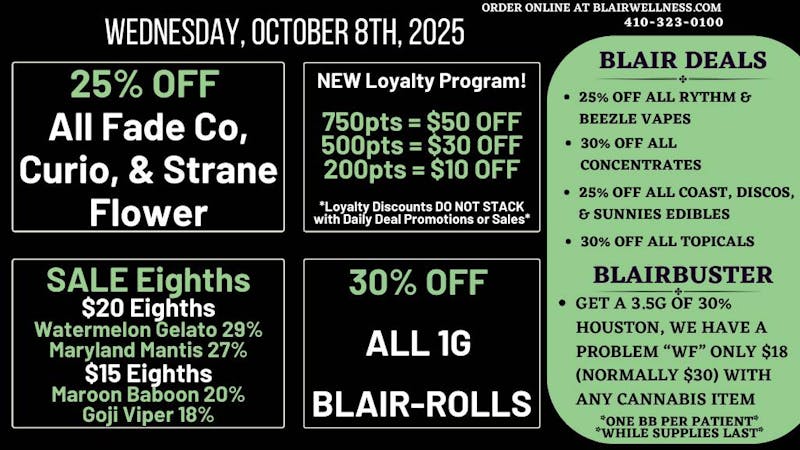 Blair Wellness Center $15 SALE! 25% OFF Select Flower! 25-30% OFF + MORE