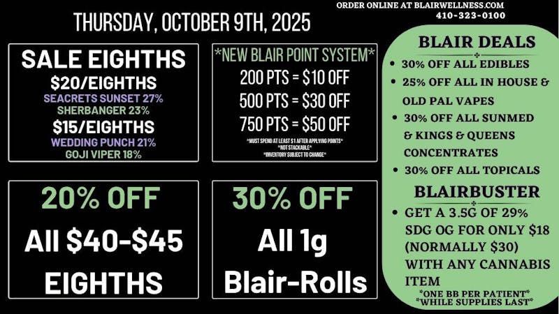 Blair Wellness Center $15 SALE! 20% OFF $40-$45! 30% OFF Edibles + MORE!