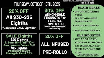 Blair Wellness Center $15 SALE! 20% OFF $30-$35! 30% OFF Edibles + MORE!