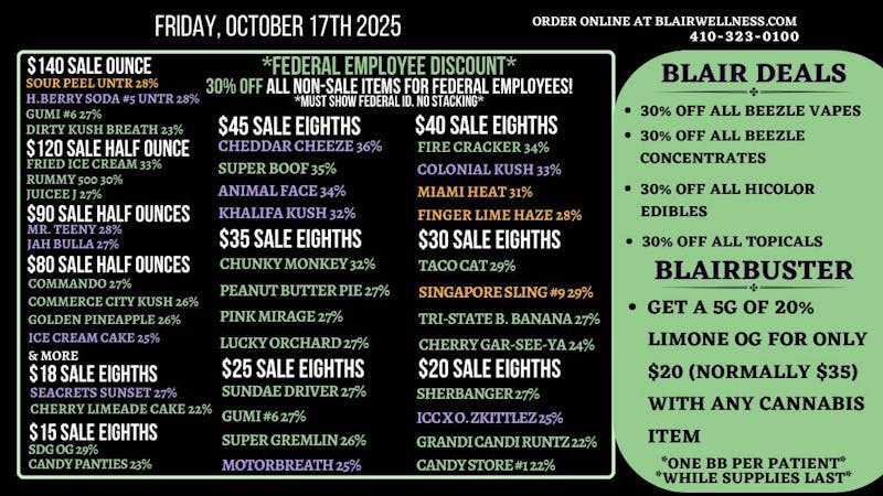 Blair Wellness Center $15 SALE! $65 14g! $140 OZs! 25%OFF FC 7gs! + MORE