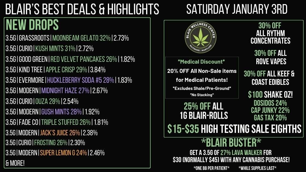 Blair Wellness Center $15 SALE! $65 14gs! $100 Shake OZs! 30% OFF + MORE
