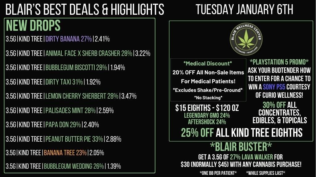 Blair Wellness Center $15 SALE! 25% OFF KT 3.5g! 30% OFF + MORE!