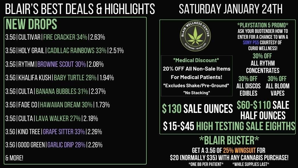 Blair Wellness Center $15 SALE! $60 14gs! $130 OZs! 30% OFF + MORE!
