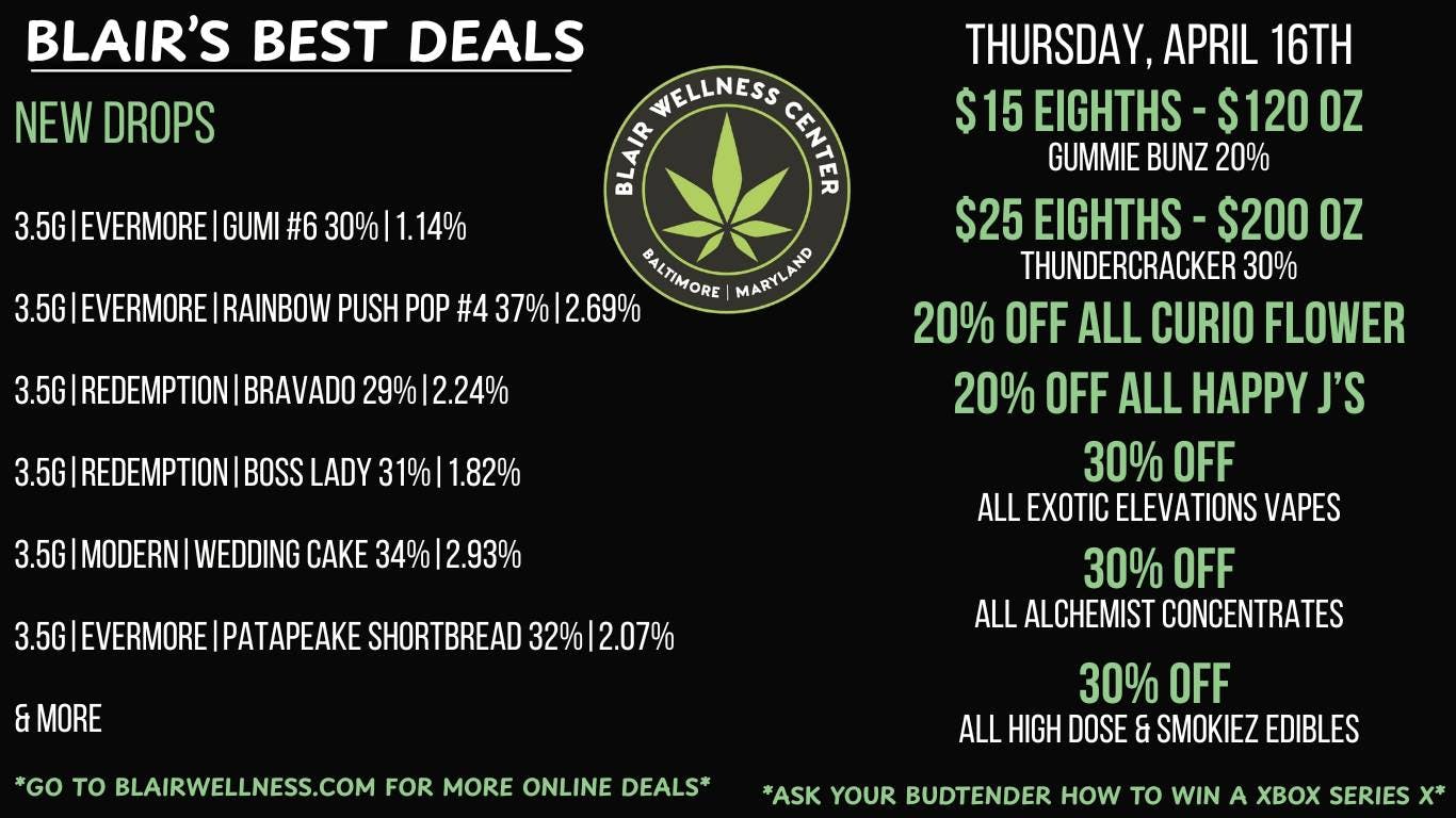 Blair Wellness Center $15 SALE Eighths!