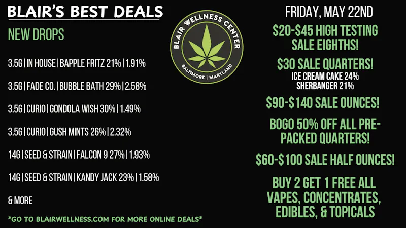 Blair Wellness Center $30/Q! $20-$45/E! $90-$140 Ounces! B2G1F + MORE!
