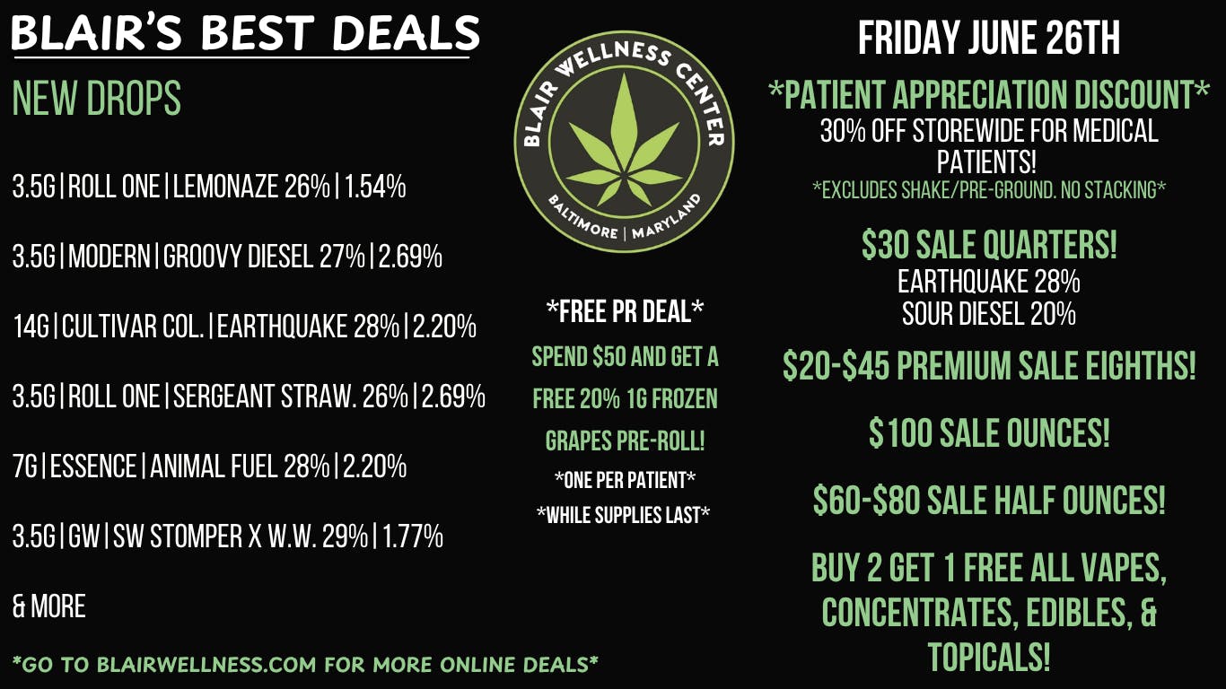 Blair Wellness Center $30 Quarters! $60/H! $100/OZs! B2G1F + MORE!