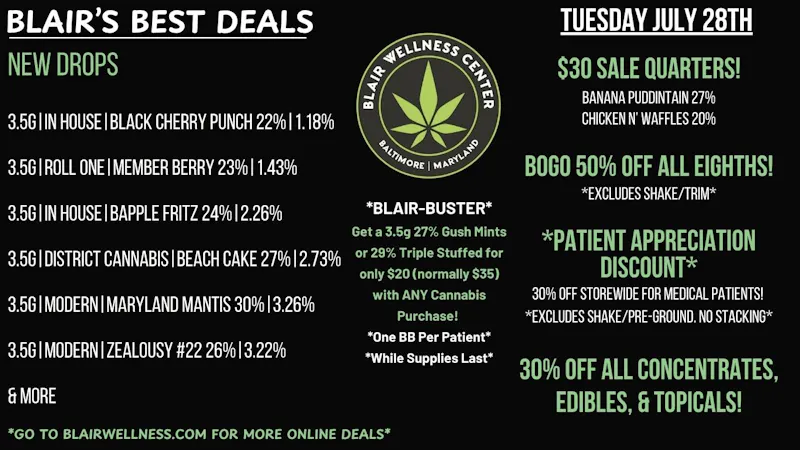 Blair Wellness Center $30 Quarters! BOGO 50% Eighths! 30% OFF + MORE!