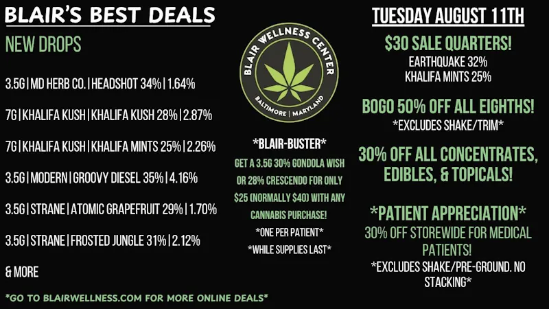 Blair Wellness Center $30 Quarters! BOGO 50% Eighths! 30% OFF + MORE!