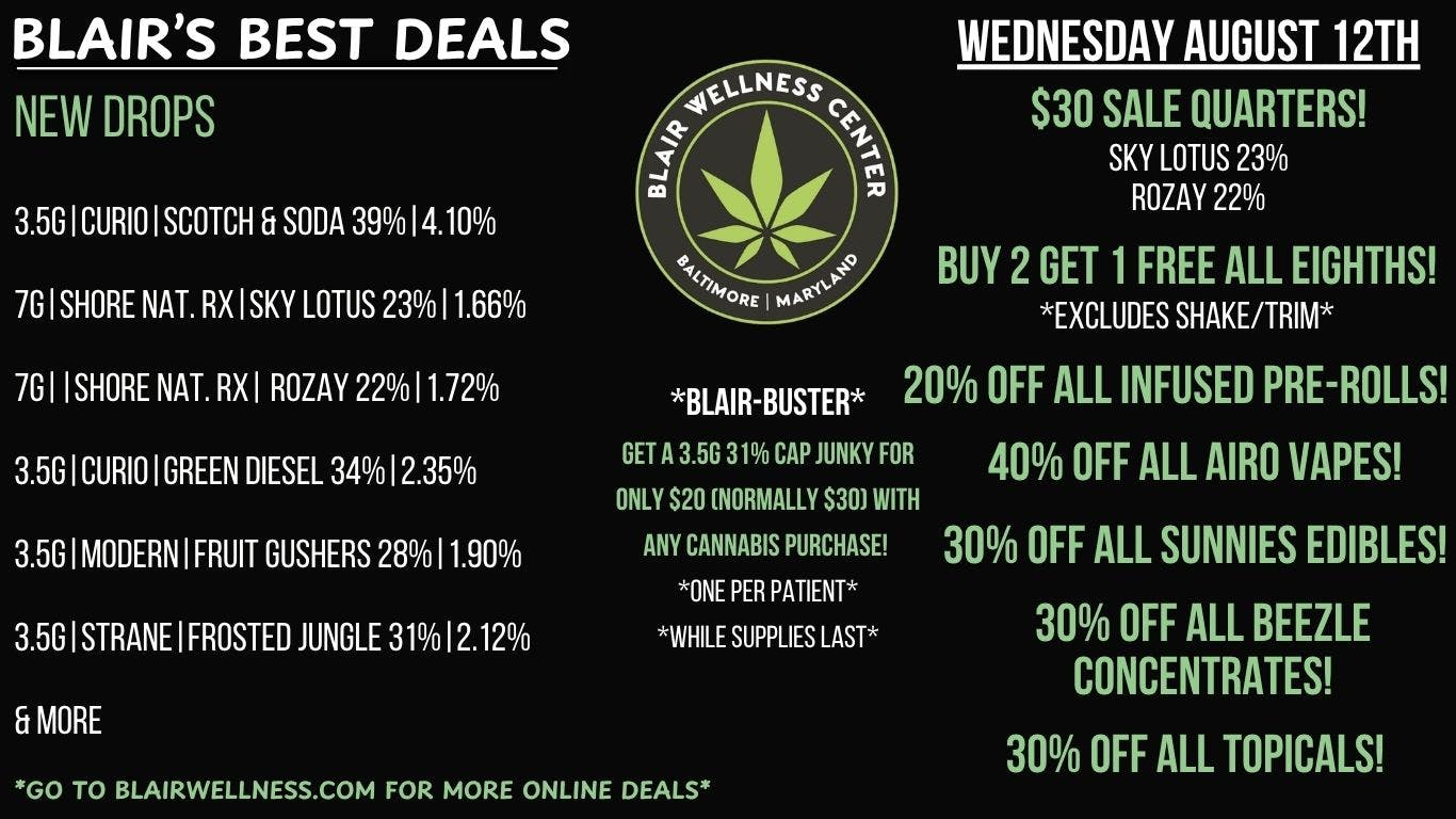 Blair Wellness Center $30 Quarters! B2G1F Eighths! 40% OFF Airo Pro!