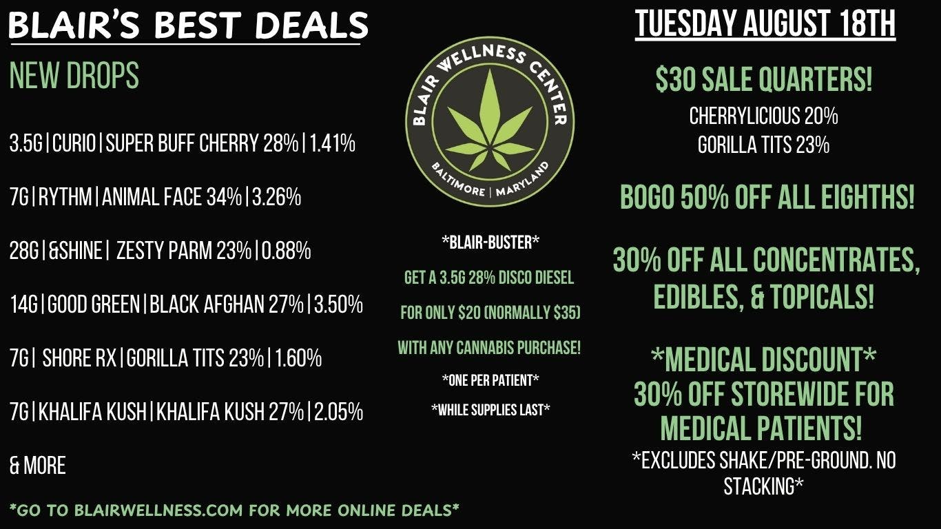 Blair Wellness Center $30 Quarters! BOGO 50% Eighths! 30% OFF + MORE!
