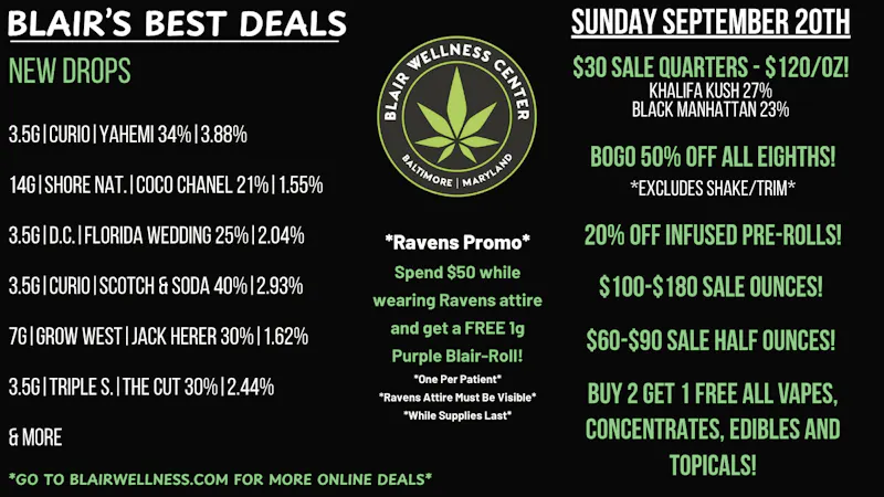 Blair Wellness Center $30 7gs! BOGO 50% 3.5gs! $60 14gs! $100 OZ! + MORE