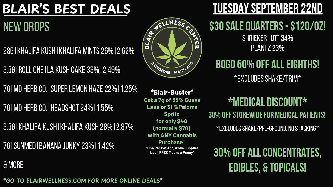 Blair Wellness Center $30 Quarters! BOGO 50% Eighths! 30% OFF + MORE!