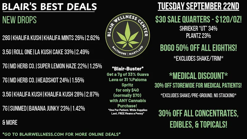 Blair Wellness Center $30 Quarters! BOGO 50% Eighths! 30% OFF + MORE!