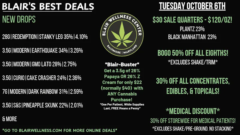 Blair Wellness Center $30 Quarters! BOGO 50% Eighths! 30% OFF + MORE!
