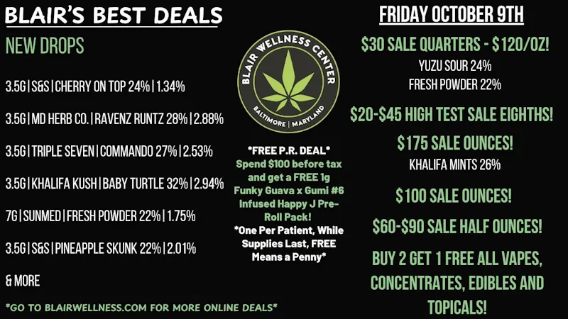 Blair Wellness Center $30 Quarters! FREE PR Deal! $60 14gs! $100 OZs!