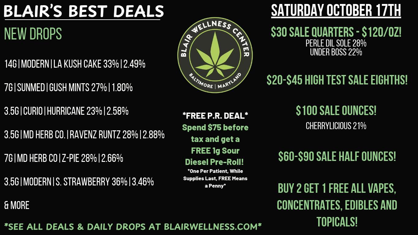 Blair Wellness Center $30 7gs! $20 3.5gs! FREE PR Deal! $100 OZ's + MORE