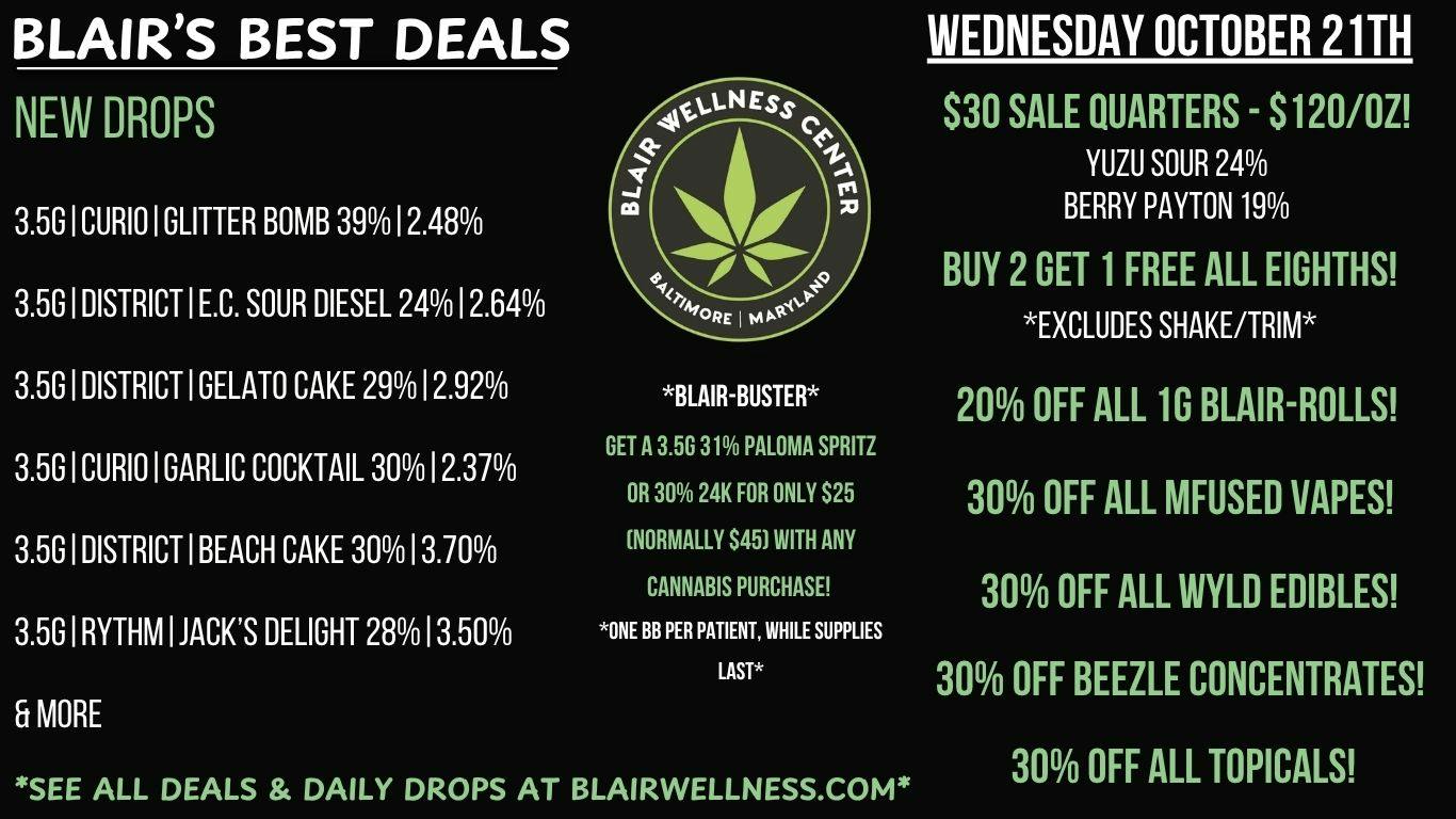 Blair Wellness Center $30 7gs! B2G1F Eighths! 30% OFF Wyld + MORE!