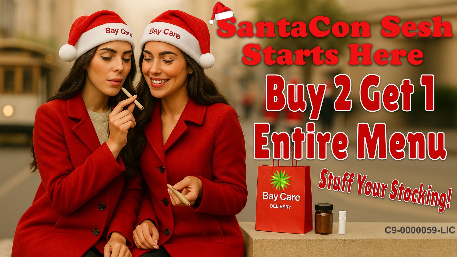 Bay Care Delivery 🎅 SantaCon Shesh Holiday Sale - B2G1 Entire Menu!