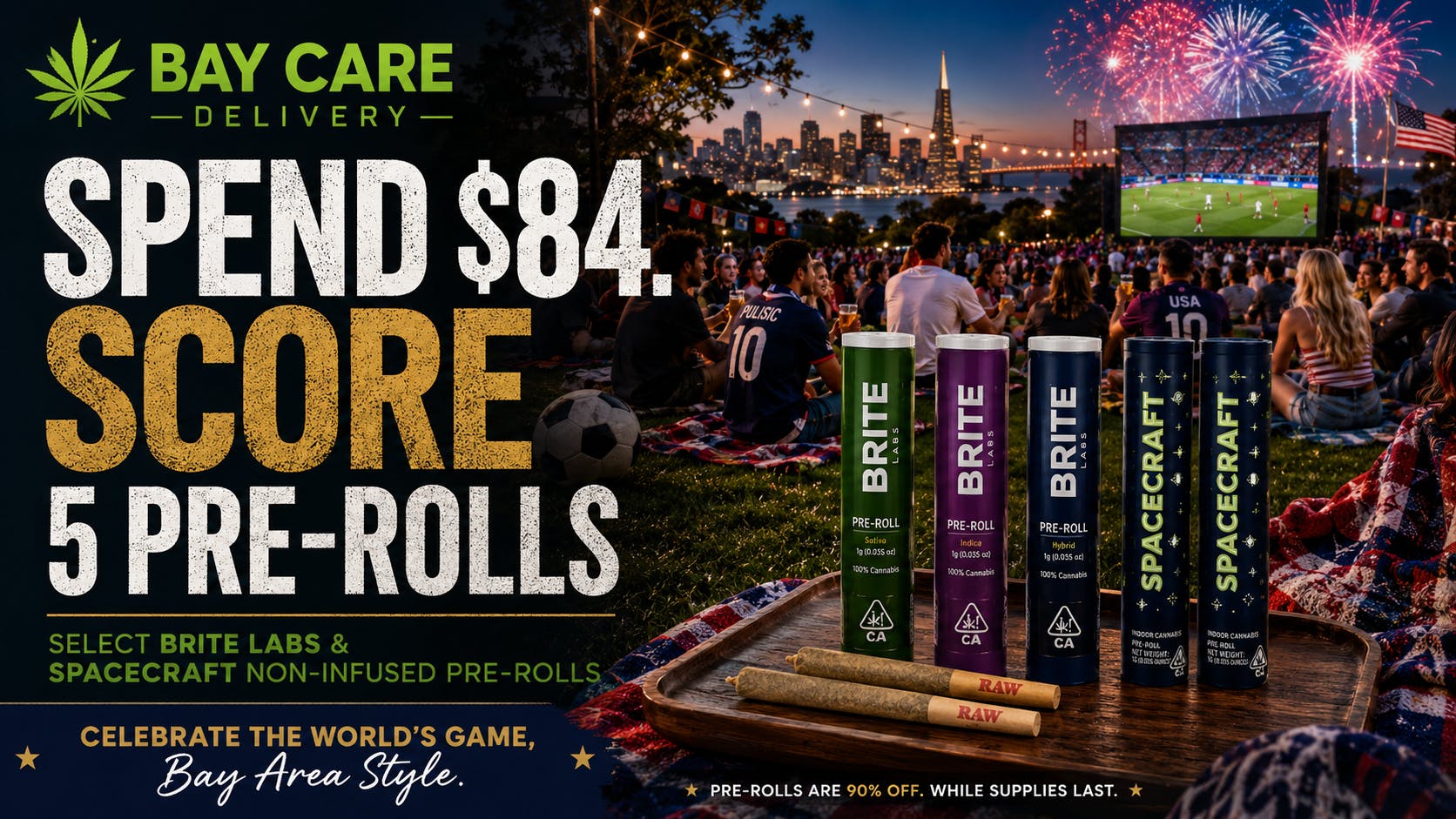 Bay Care Delivery Spend $84, Score Five Pre-Rolls—A High Five Deal!!