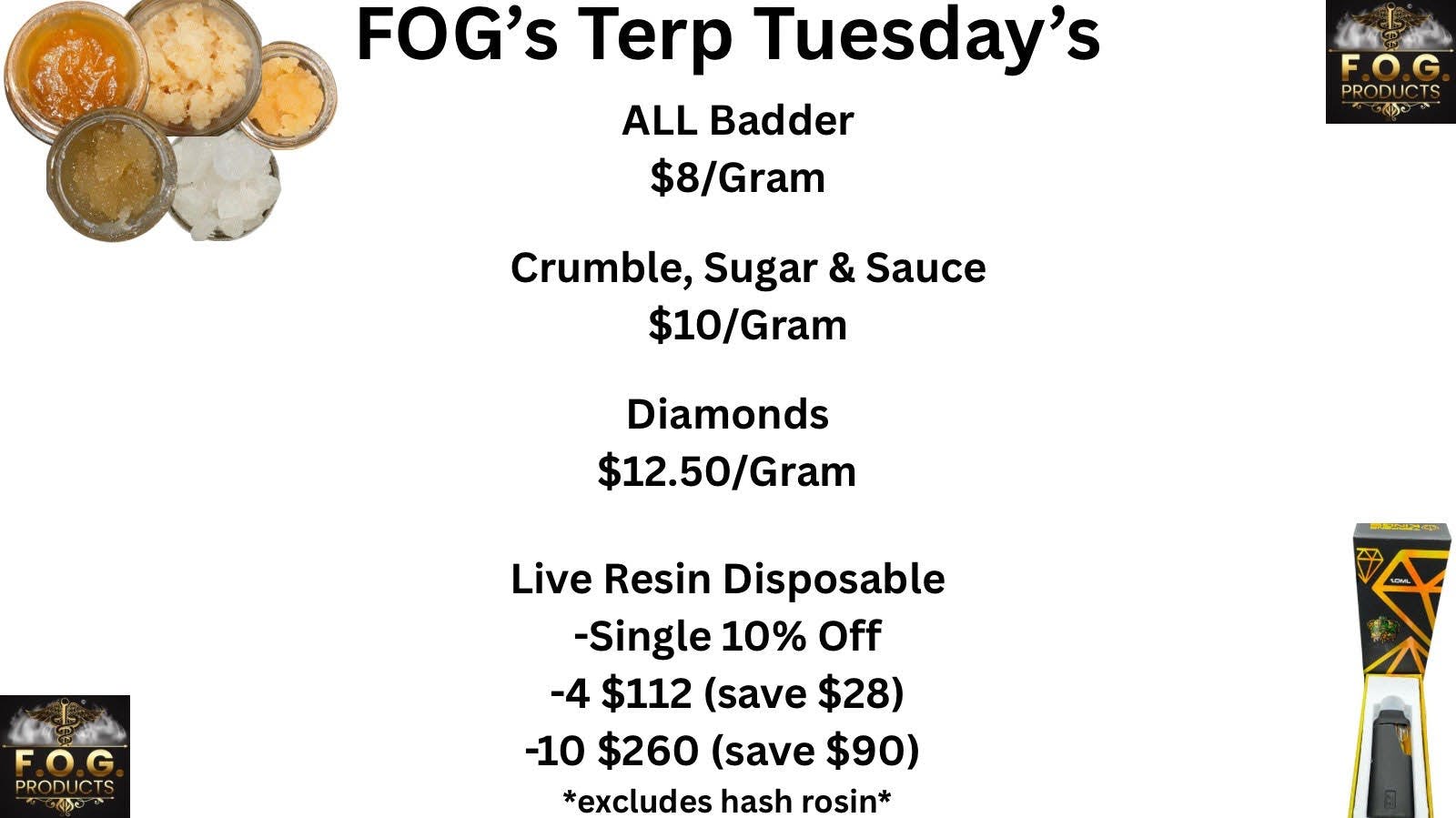 FOG Products FOG Products Terp Tuesday's SALES!