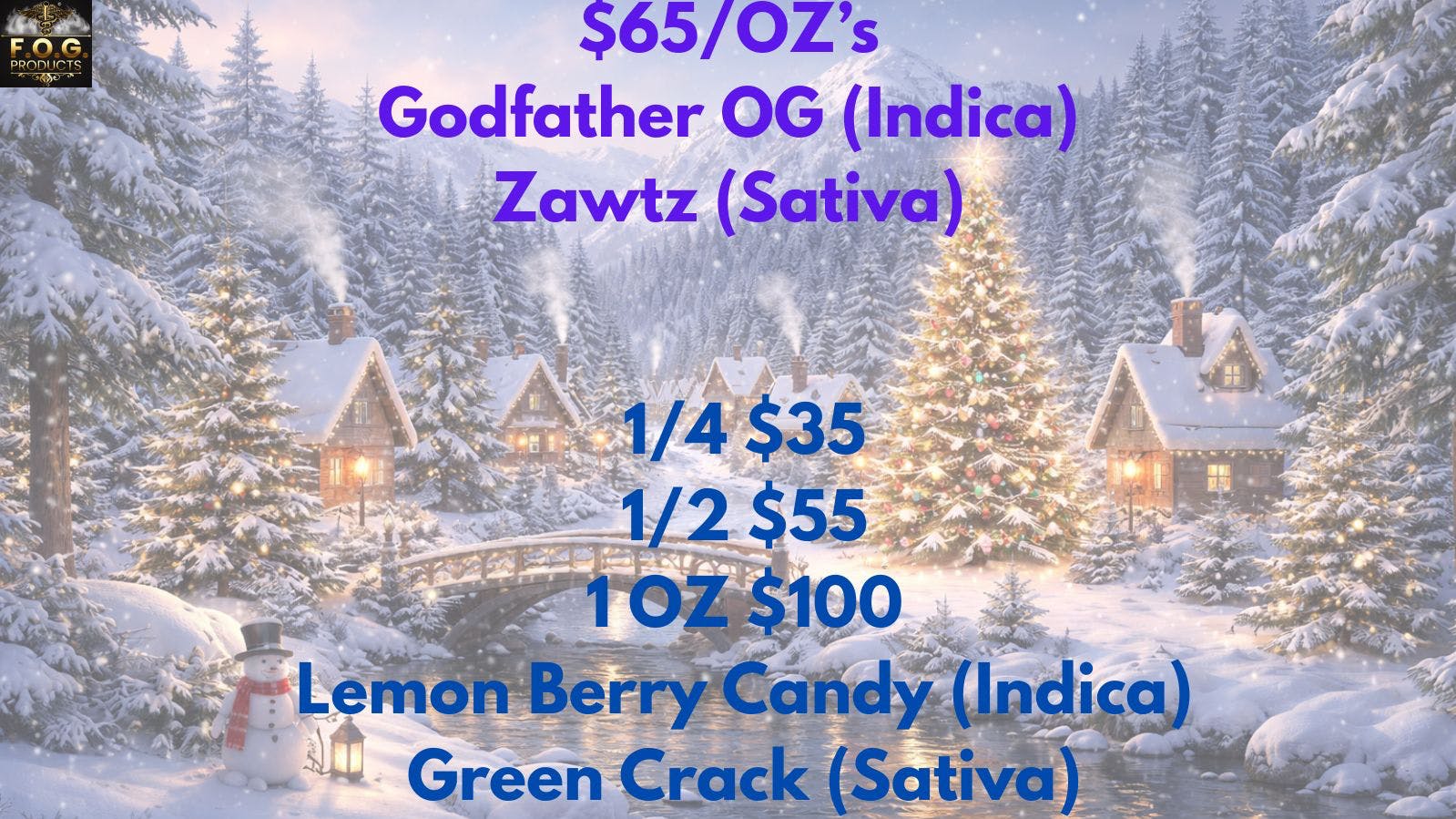 FOG Products FOG's SELECT $65/OZ's & Top Shelf Sales!