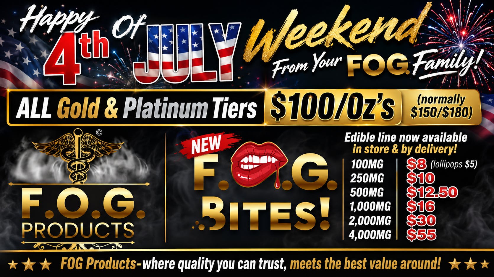 FOG Products Gold/Platinum Tier $100/Oz SALE & FOG Bites Launch