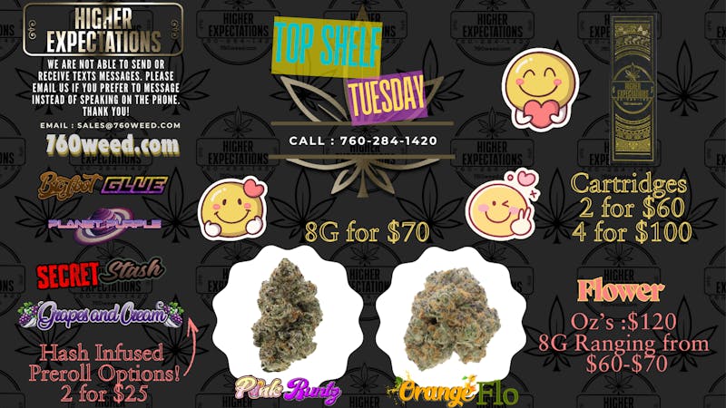 Higher Expectations Top Shelf Tuesday! 💙 8G for $70