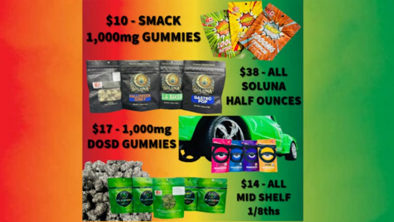 Urban Leaf Company - Drive Thru $38 SOLUNA HALF OUNCES / $14 ALL MID 1/8THS