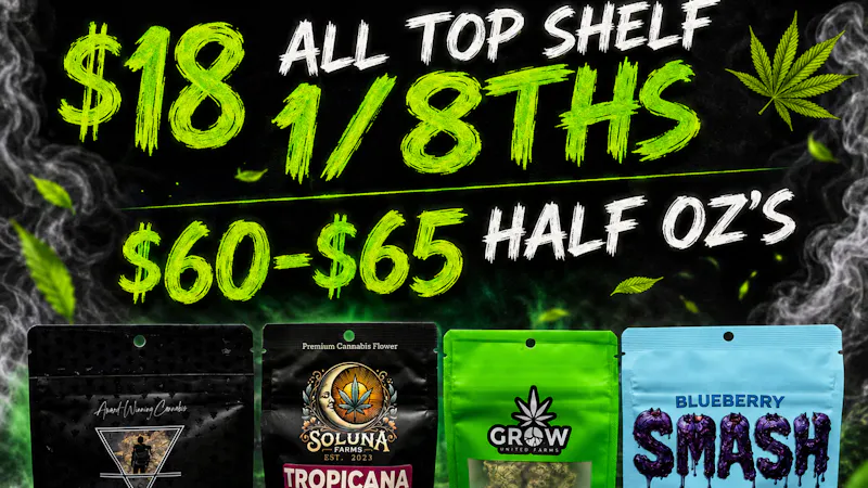 Urban Leaf Company - Drive Thru $18 TOP 1/8THS / $60-$65 TOP HALF OZ'S