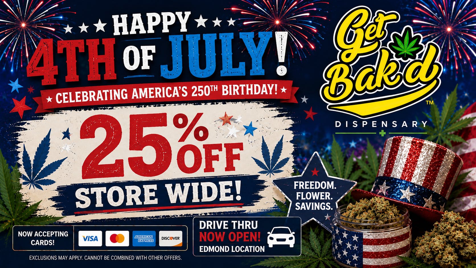 Get Bak'd Weed Dispensary Edmond - DRIVE THRU Bak'd 4th of July 🤩