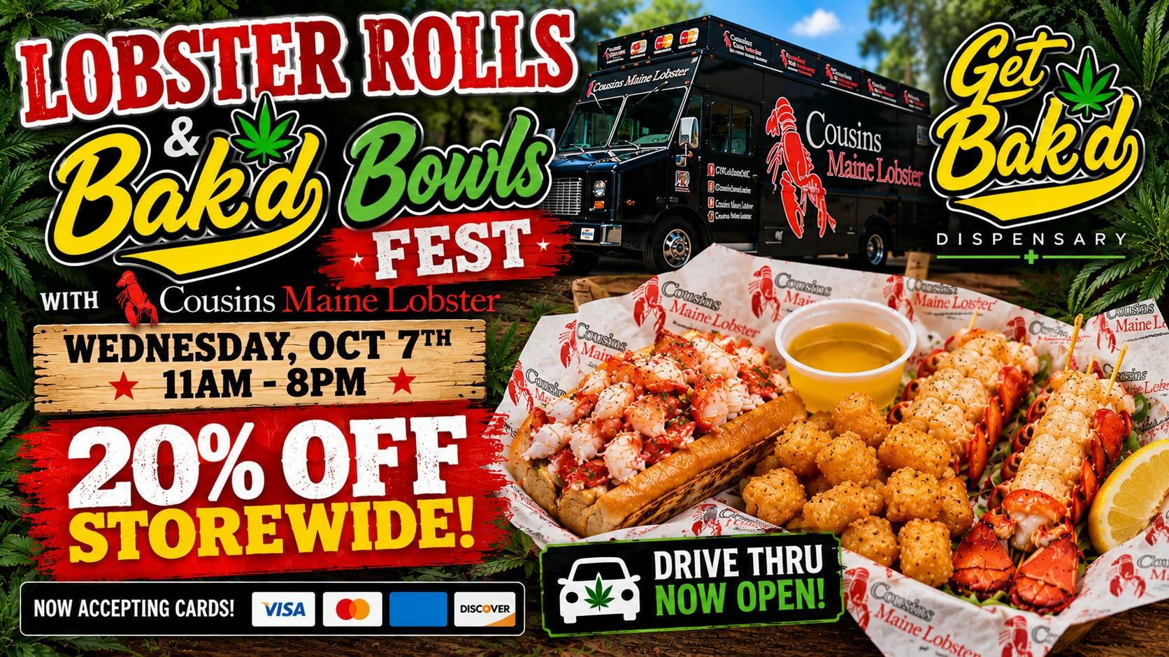 Get Bak'd Weed Dispensary Edmond - DRIVE THRU Bak'd Bowls & Lobster Rolls Fest + 20% OFF