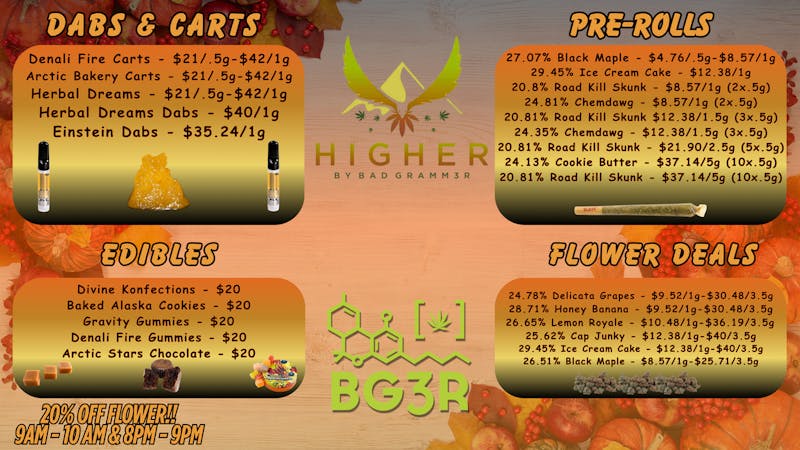 Higher Specials of The Day!!