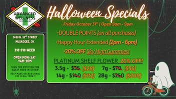 Advanced Wellness and Dispensary HALLOWEEN DAY ONLY - TREAT YOURSELF AT AWD 👻🧡
