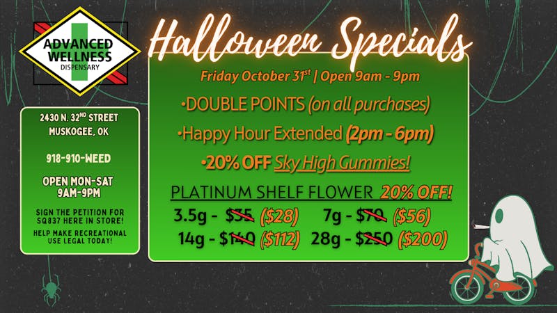 Advanced Wellness and Dispensary HALLOWEEN DAY ONLY - TREAT YOURSELF AT AWD 👻🧡