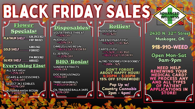 Advanced Wellness and Dispensary GREEN WEDNESDAY 𖠞༄☮︎ / BLACK FRIDAY DEALS