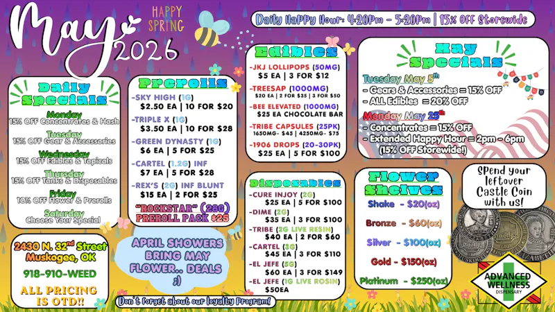 Advanced Wellness and Dispensary ❀ April Showers Bring May Flower... Deals! ❀