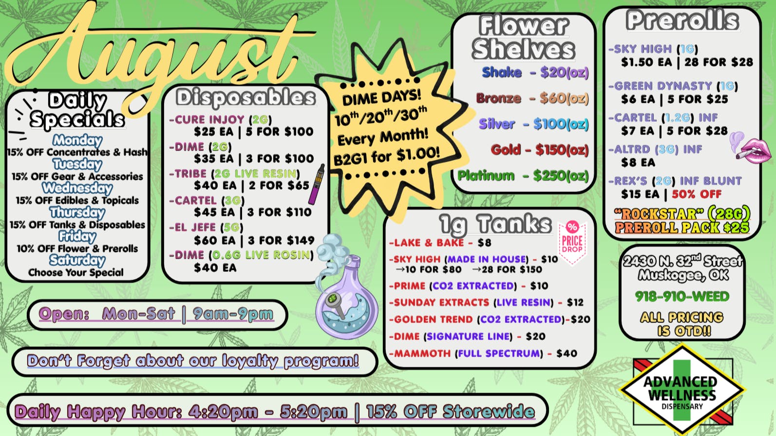 Advanced Wellness and Dispensary Goodbye July, Hello ♦August♦