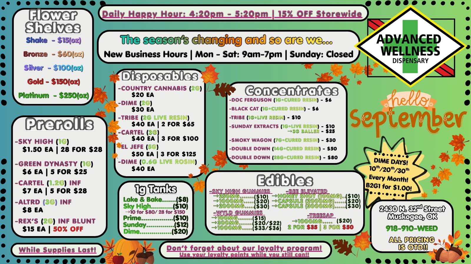 Advanced Wellness and Dispensary The Season is Changing & So Are We! ☕︎༄🍂
