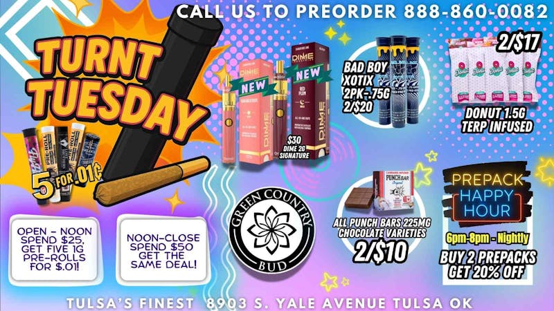 Green Country Bud - 91st & Yale Ave 📢Snag 5x 1g pre-rolls for just $0.01! 🚬✨