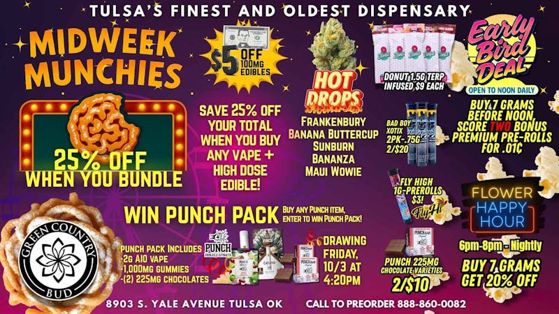 Green Country Bud - 91st & Yale Ave FAIR DEALS💥25% OFF any vape + high dose edible💥