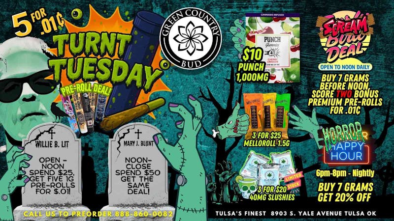 Green Country Bud - 91st & Yale Ave 🔥5x 1g Pre-Rolls for $0.01!🔥